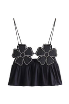 Noir Rhinestone Floral Cami Top