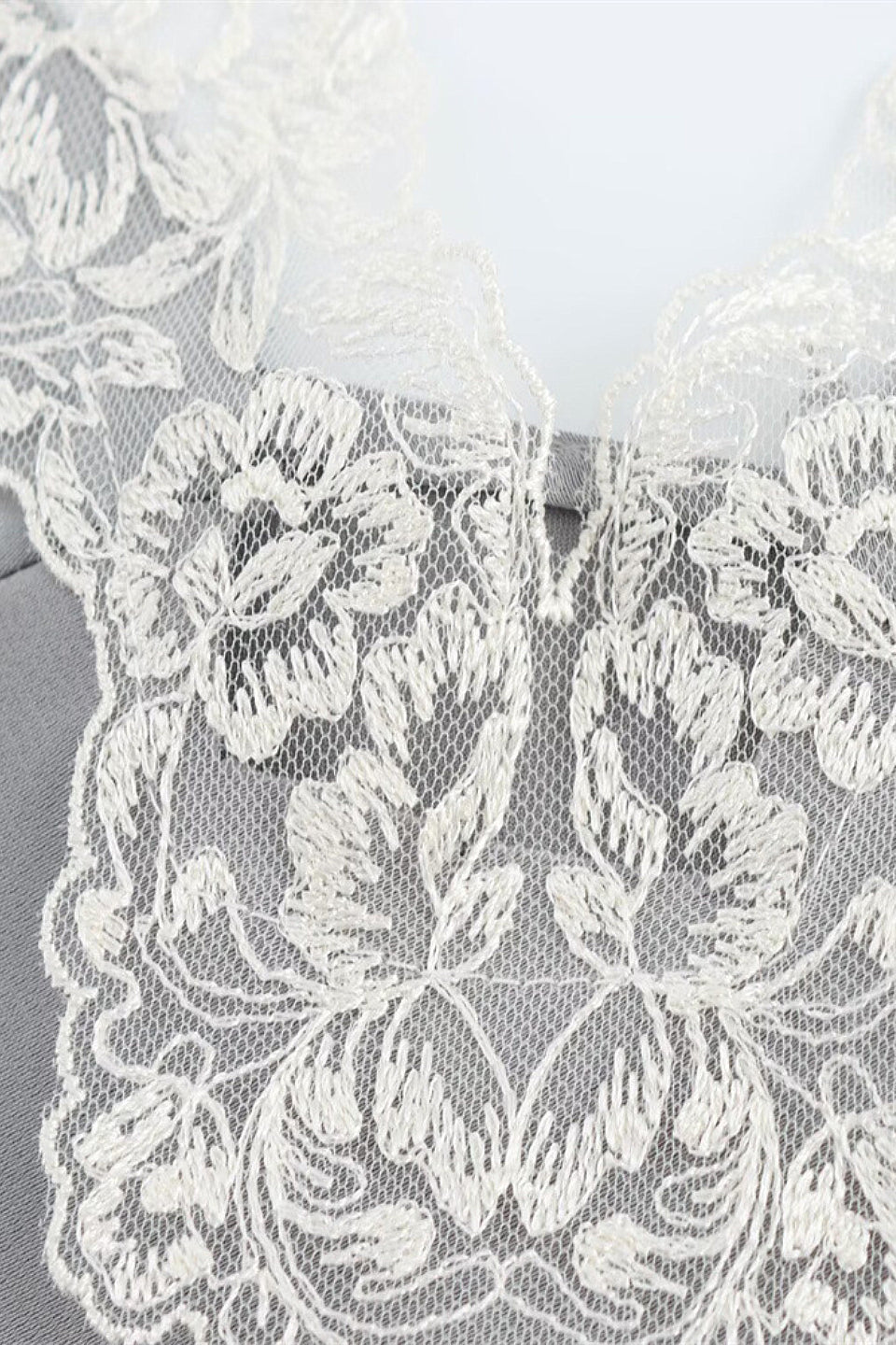 Silver Satin Lace Cami Top