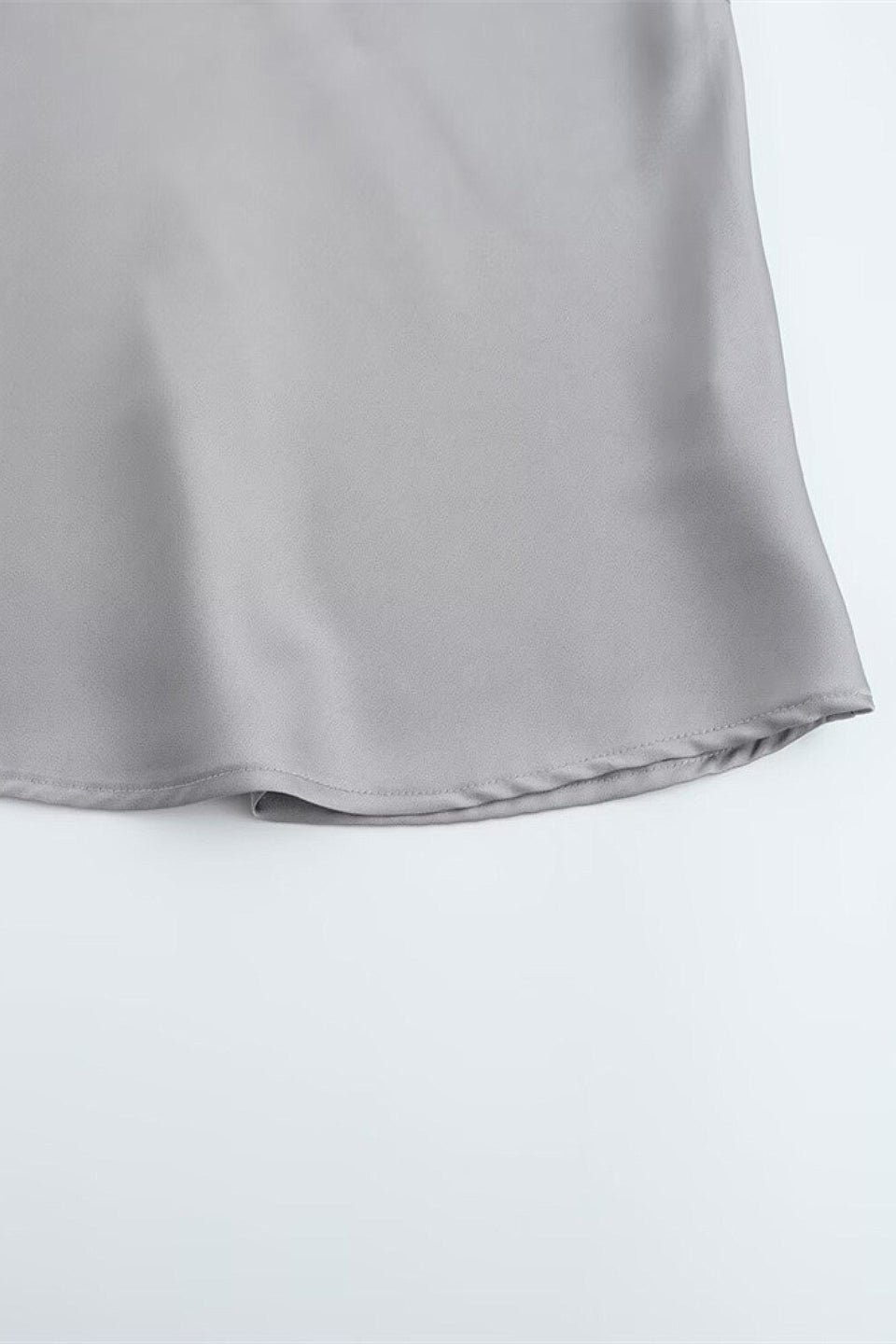 Silver Satin Lace Cami Top