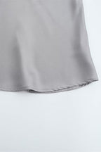 Silver Satin Lace Cami Top