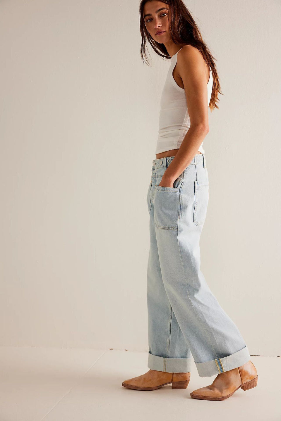 Sky Blue Cargo Jeans