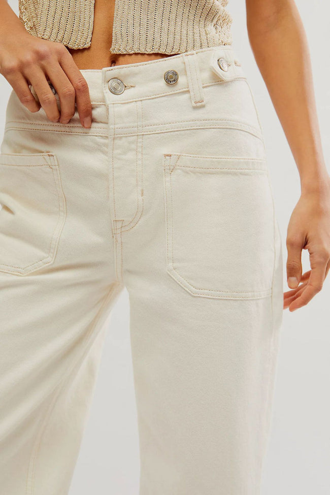 White Cargo Wide Jeans Hover Image