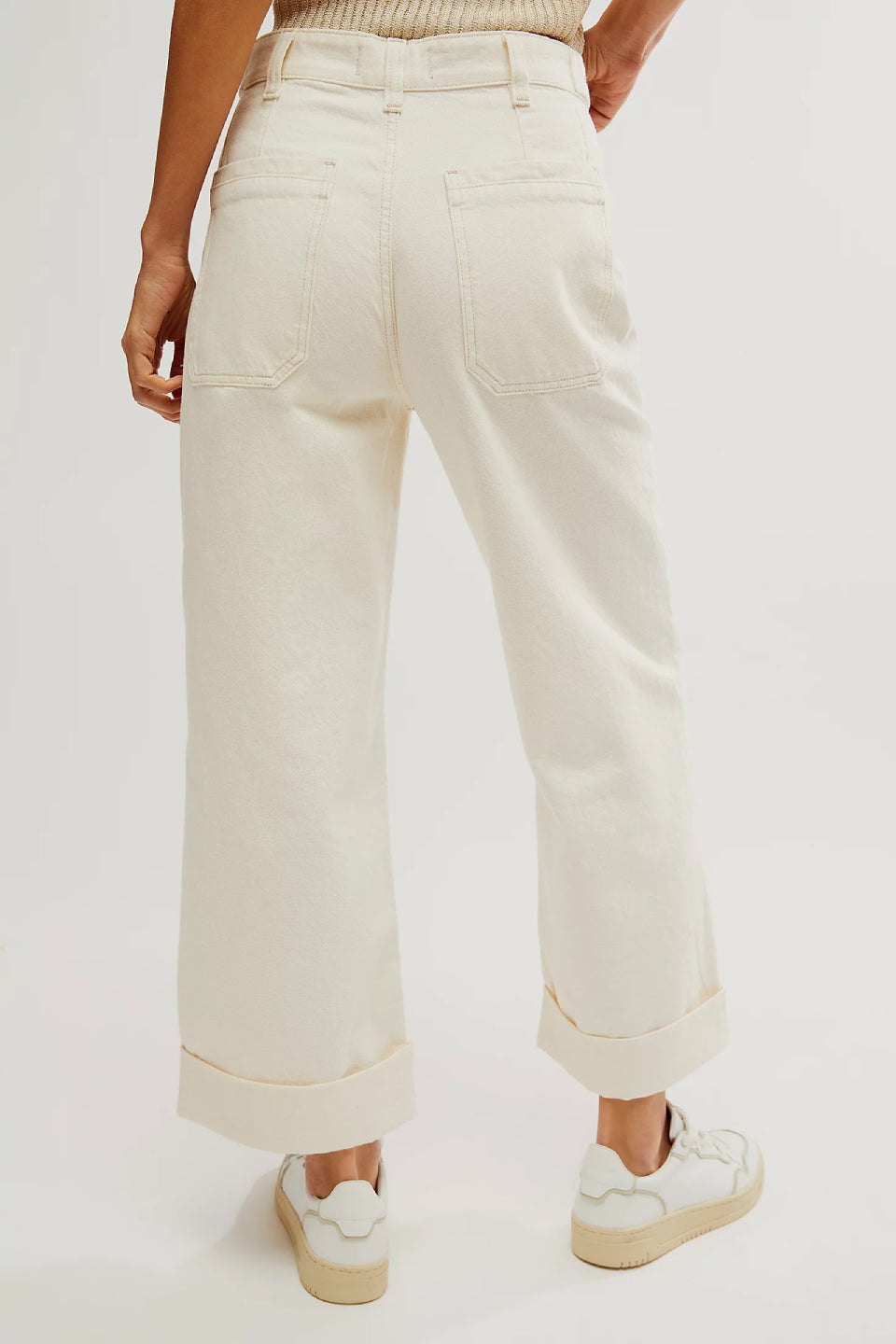 White Cargo Wide Jeans