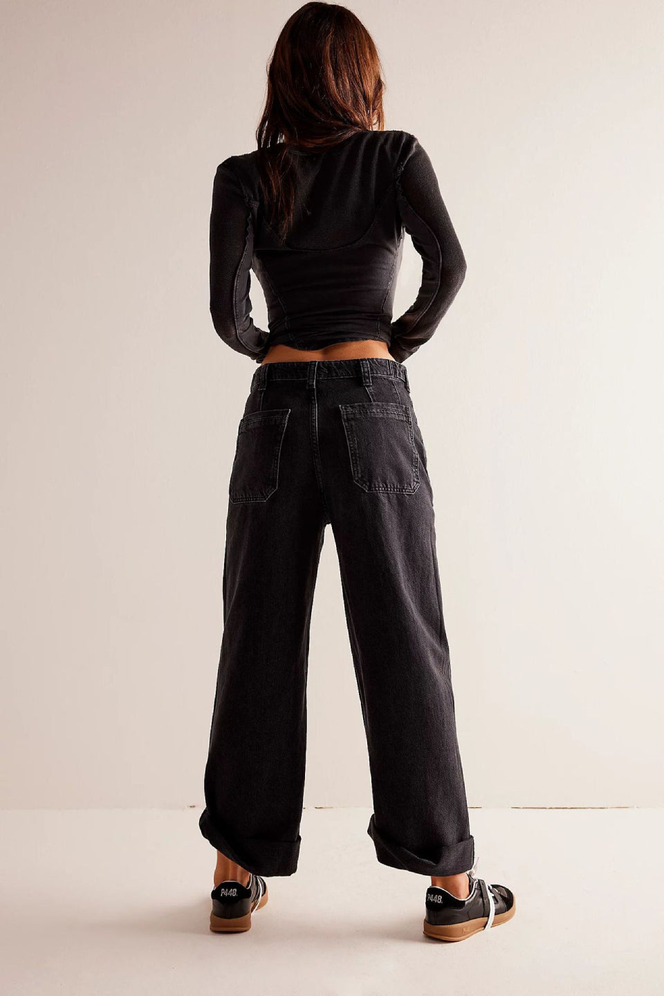 Black Cargo Wide Jeans