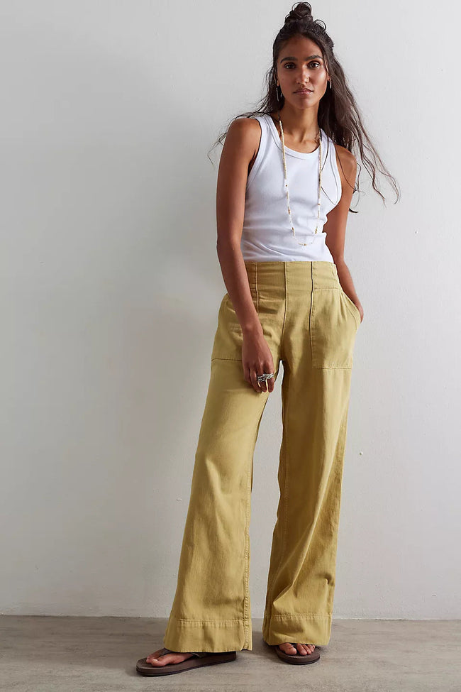 Mustard Wide Leg Jeans Main Image