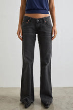 Black Acid Wash Flares