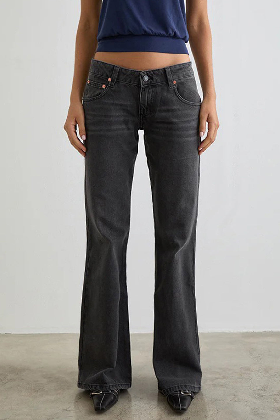 Black Acid Wash Flares