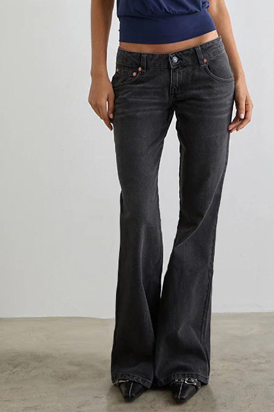 Black Acid Wash Flares