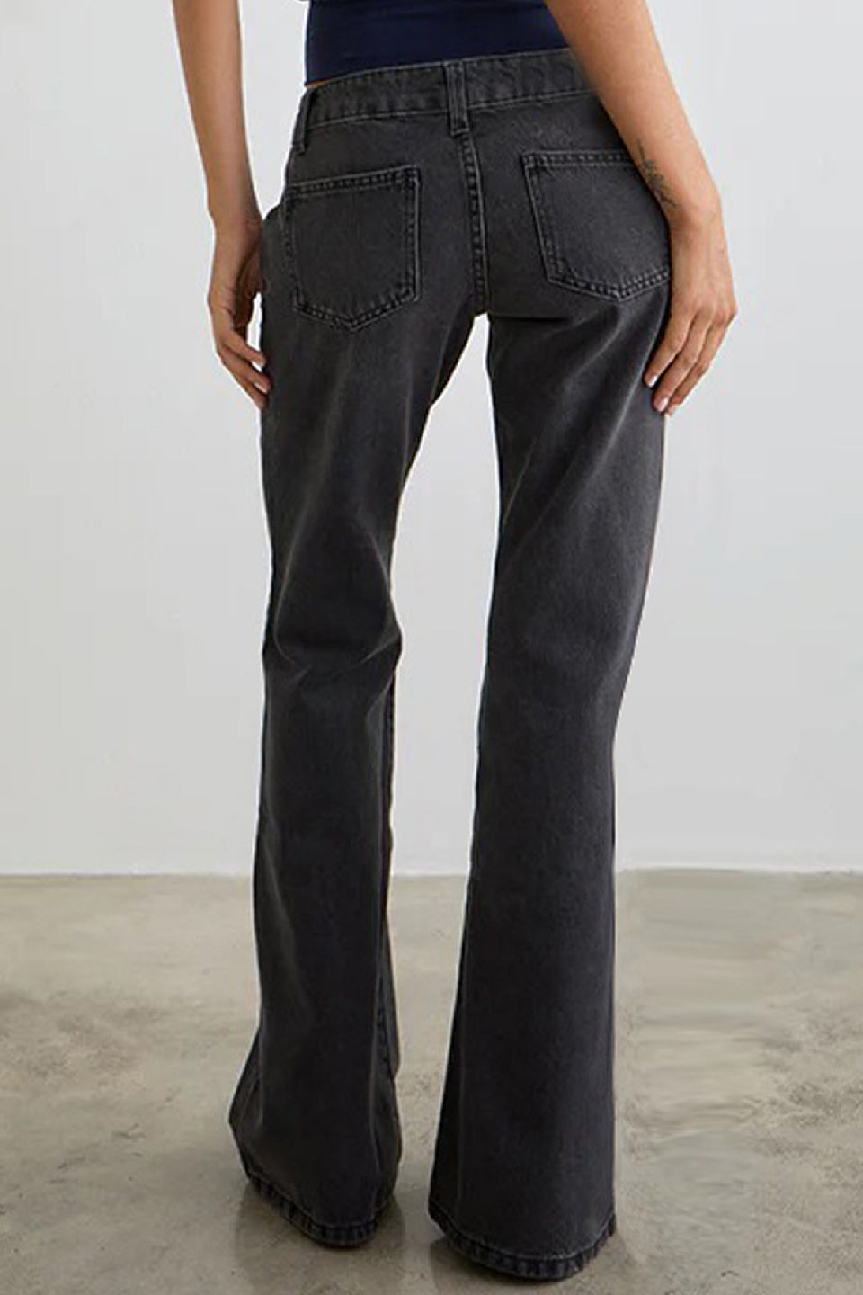 Black Acid Wash Flares