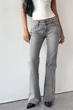 Grey Acid Wash Flare Jeans