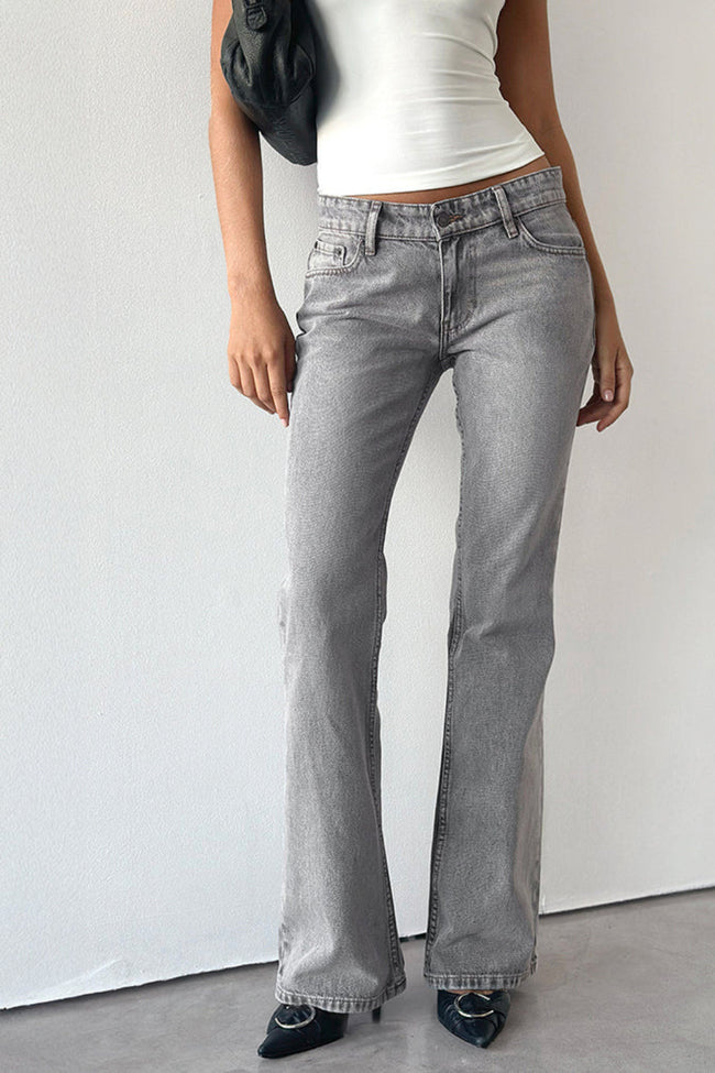 Grey Acid Wash Flare Jeans Main Image