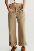 Khaki Cargo Wide Jeans