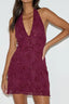 Burgundy Floral Mini Dress