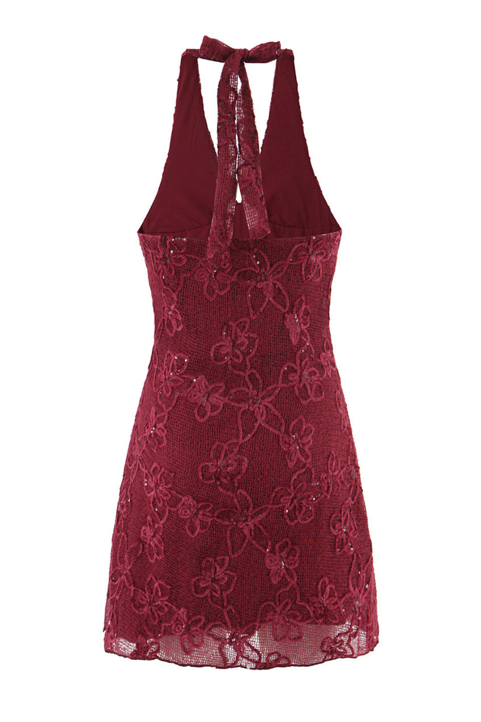 Burgundy Floral Mini Dress