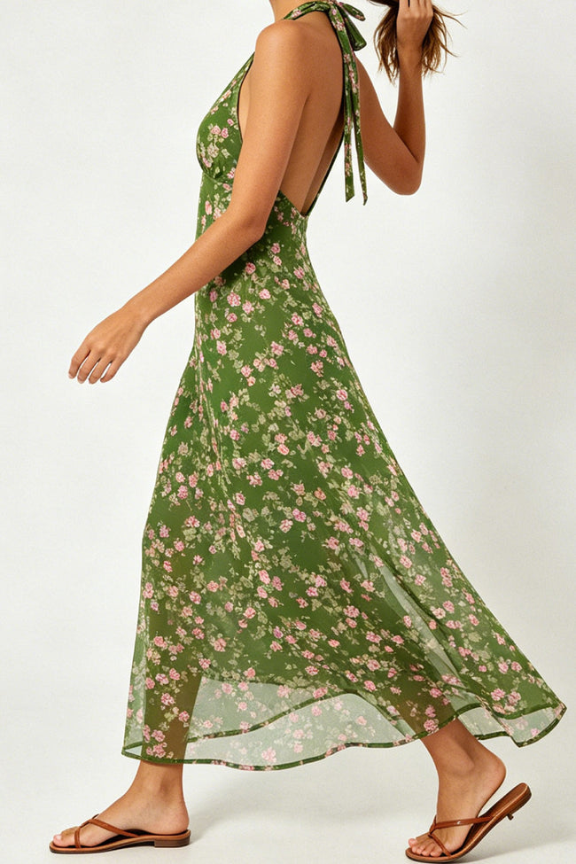 Floral Halter Midi Dress Main Image