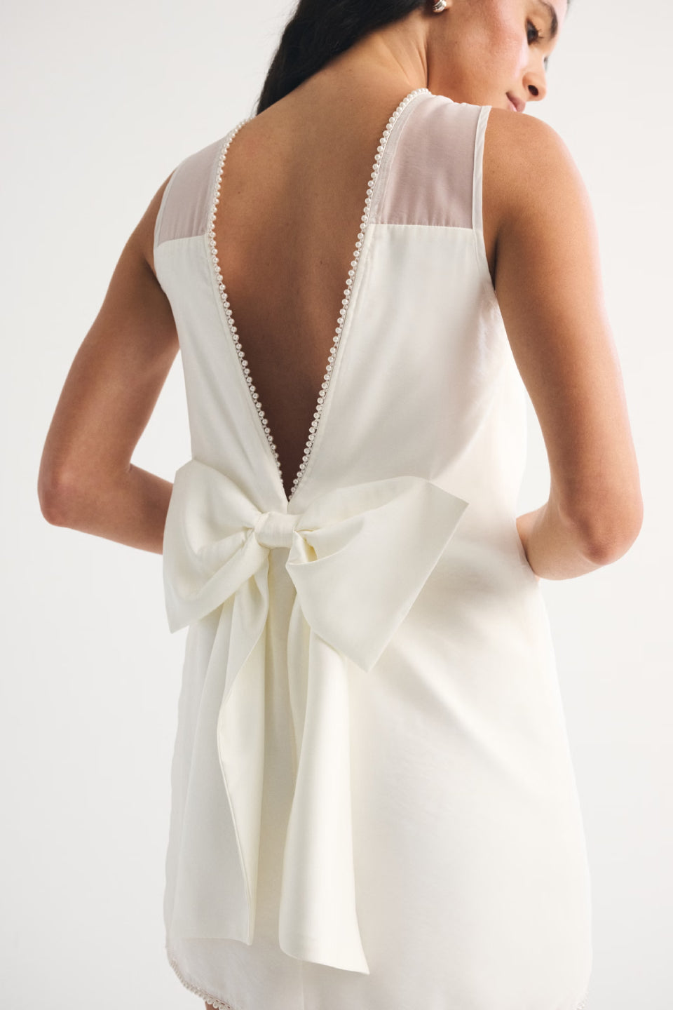 Pearl Bow Mini Dress