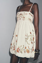 Embroidered Bubble Mini Dress
