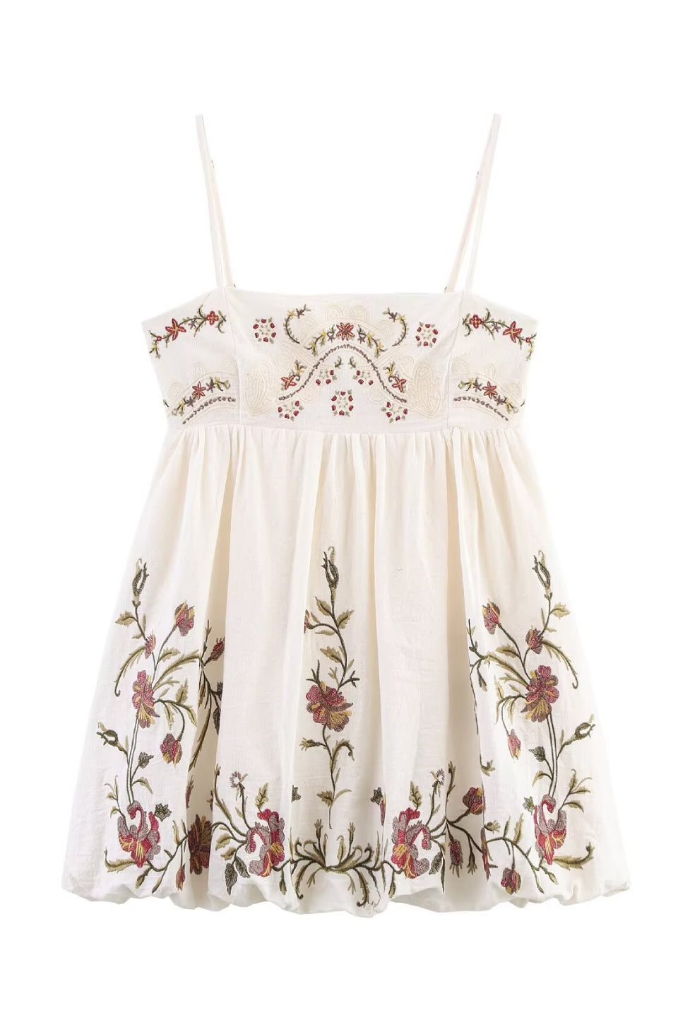 Embroidered Bubble Mini Dress
