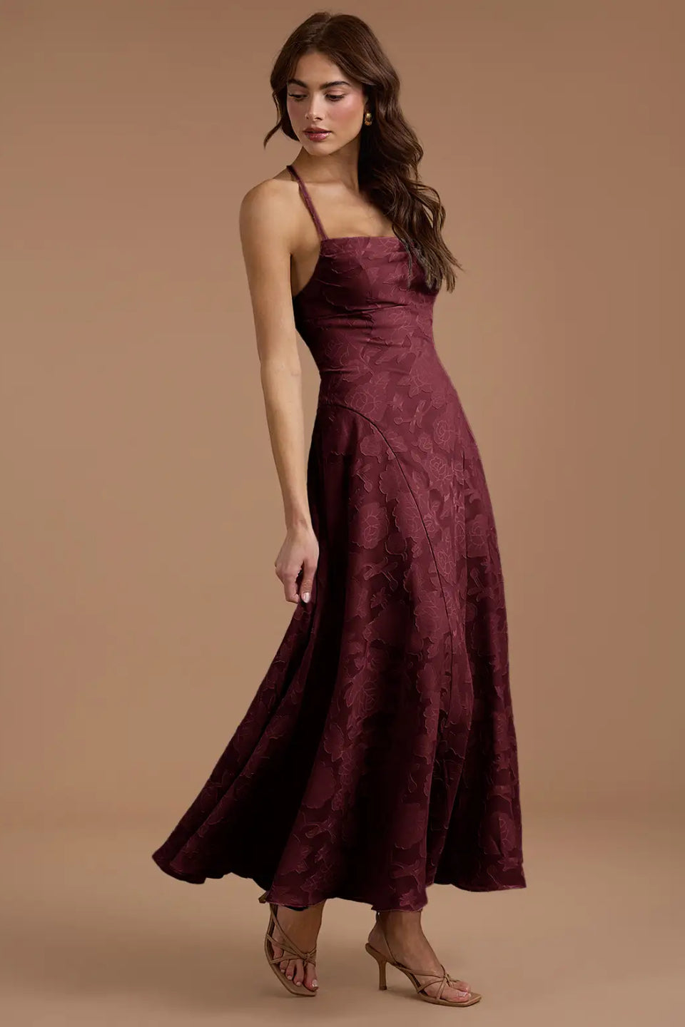 Burgundy Burnout Maxi Dress