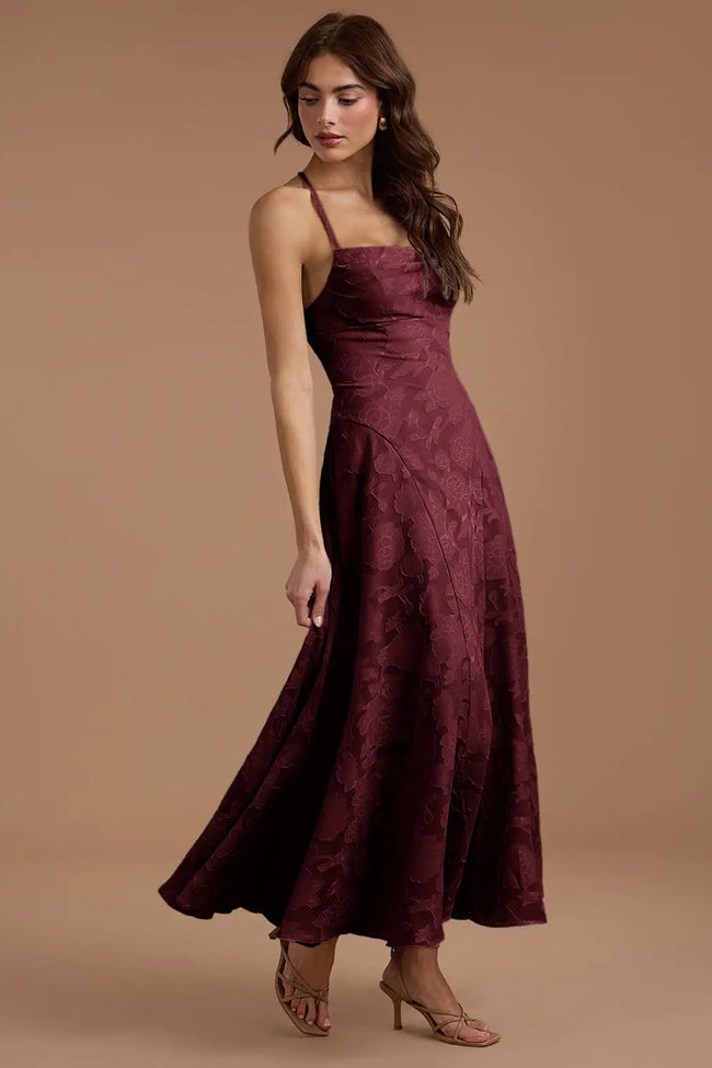 Burgundy Burnout Maxi Dress Main Image