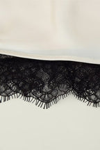 Lace Trim Satin Cowl Halter Top