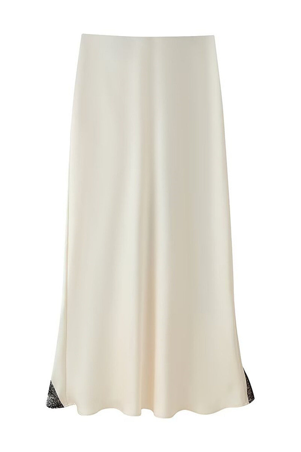 Lace Trim Satin Skirt