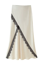 Lace Trim Satin Skirt