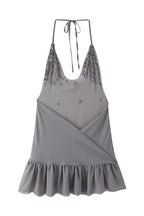 Sequin Ruffle Halter Mini Dress