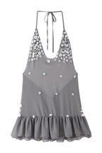 Sequin Ruffle Halter Mini Dress