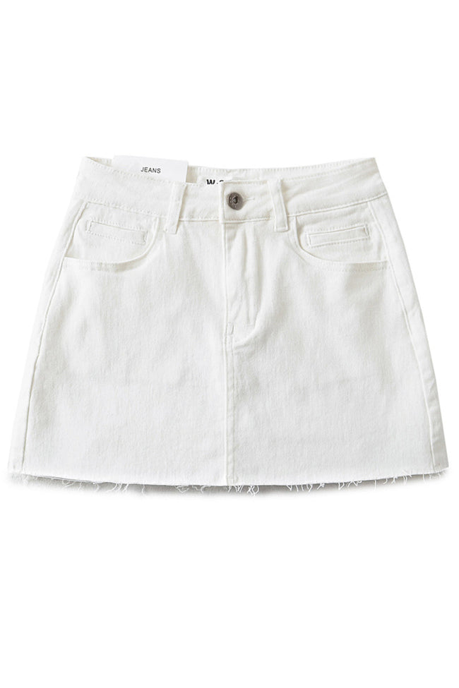 White Denim Mini Skort Hover Image