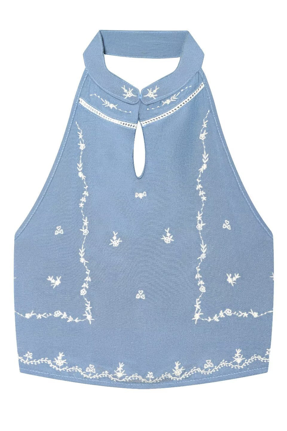 Azure Bloom Halter Top