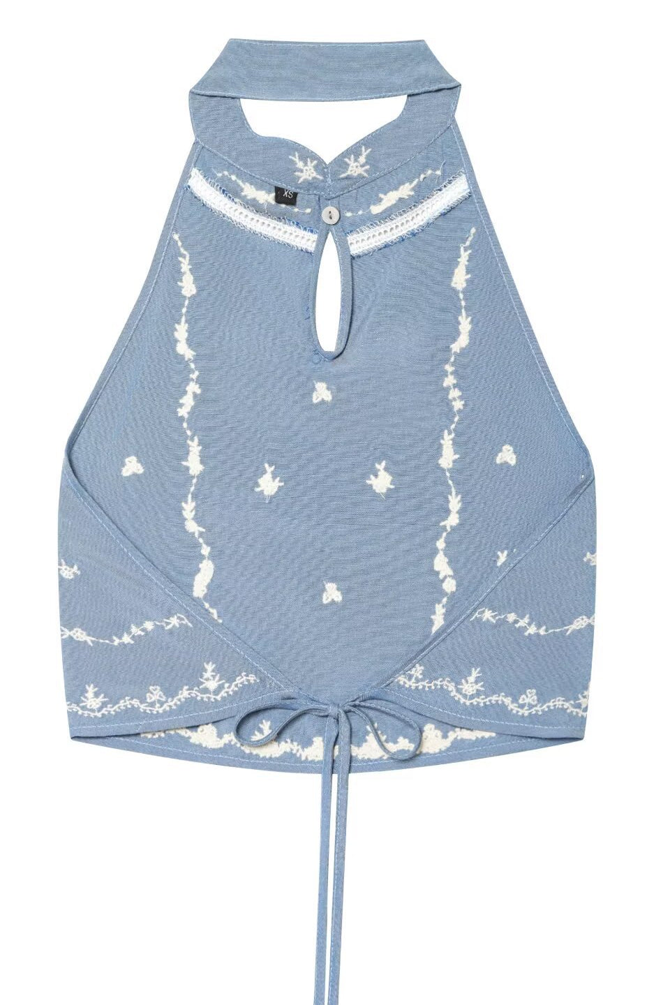 Azure Bloom Halter Top