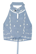 Azure Bloom Halter Top