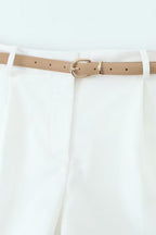Ivory Belted Shorts