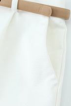 Ivory Belted Shorts