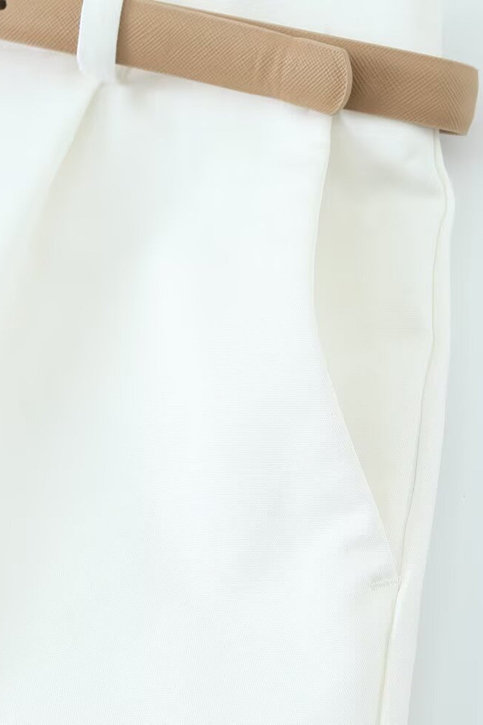 Ivory Belted Shorts