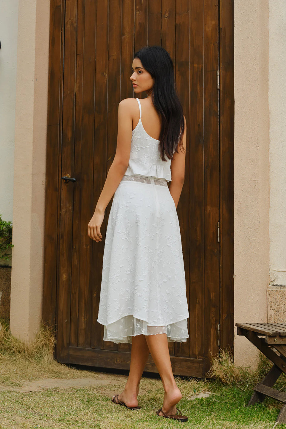 Ivory Bloom Midi Skirt