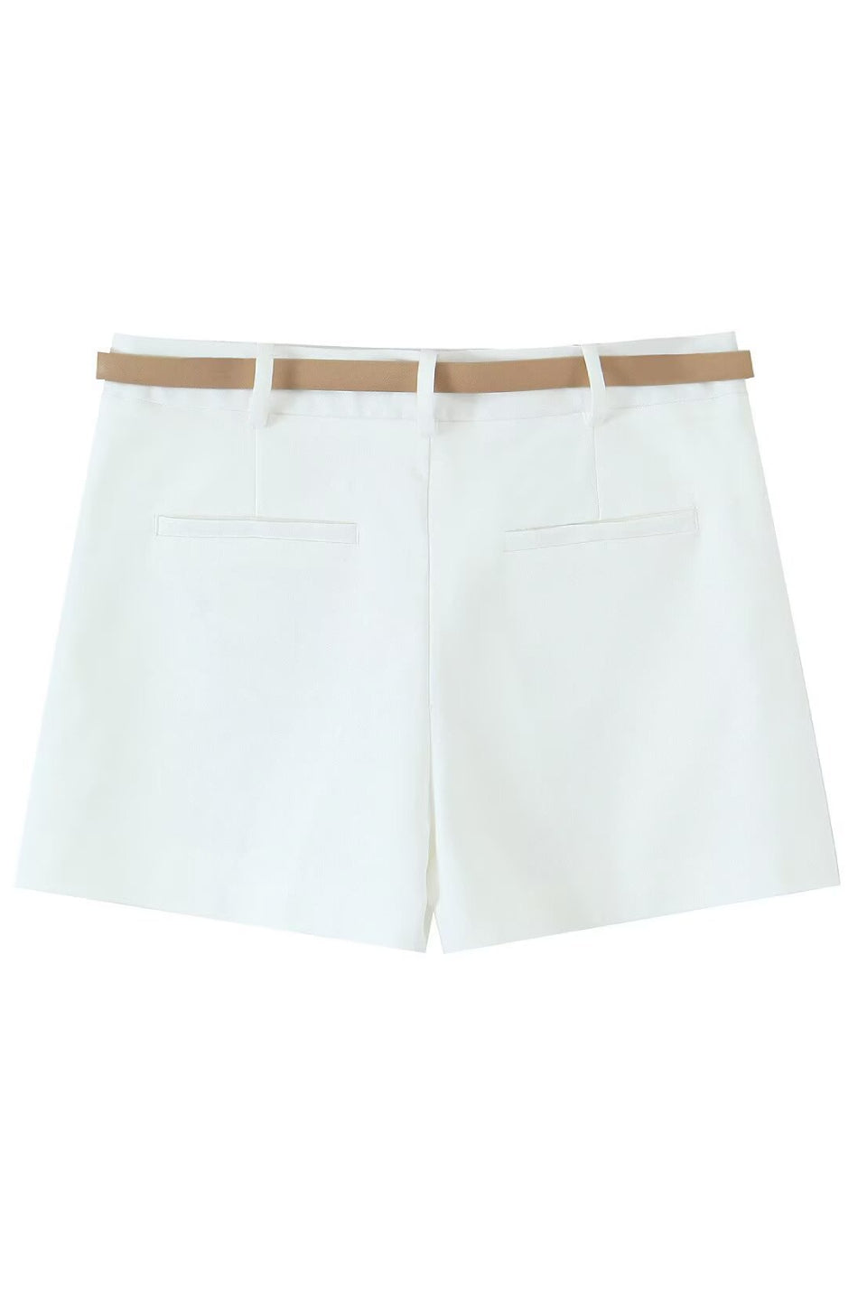 Ivory Belted Shorts