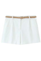 Ivory Belted Shorts