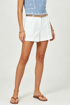 Ivory Belted Shorts