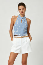 Ivory Belted Shorts