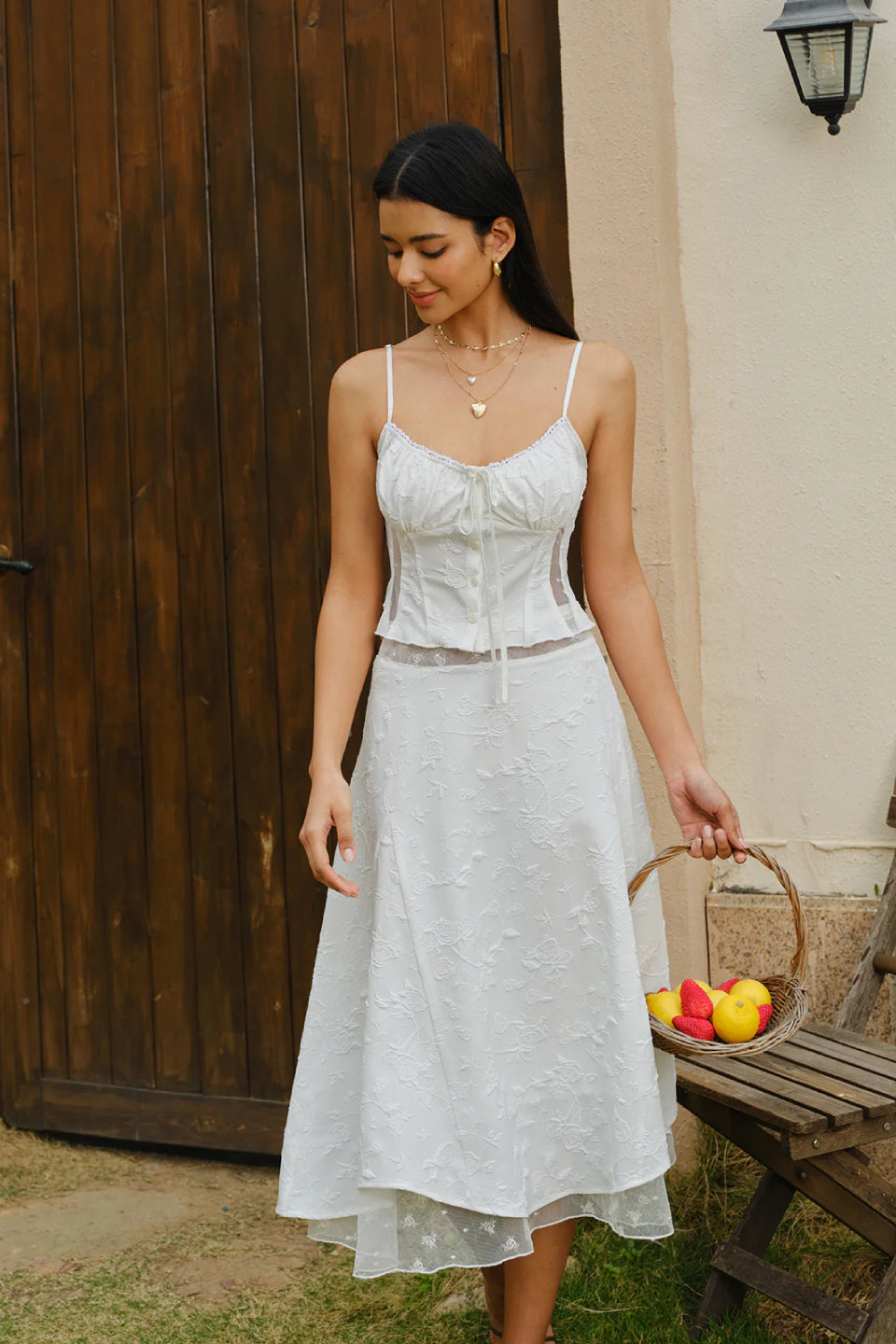 Ivory Bloom Midi Skirt