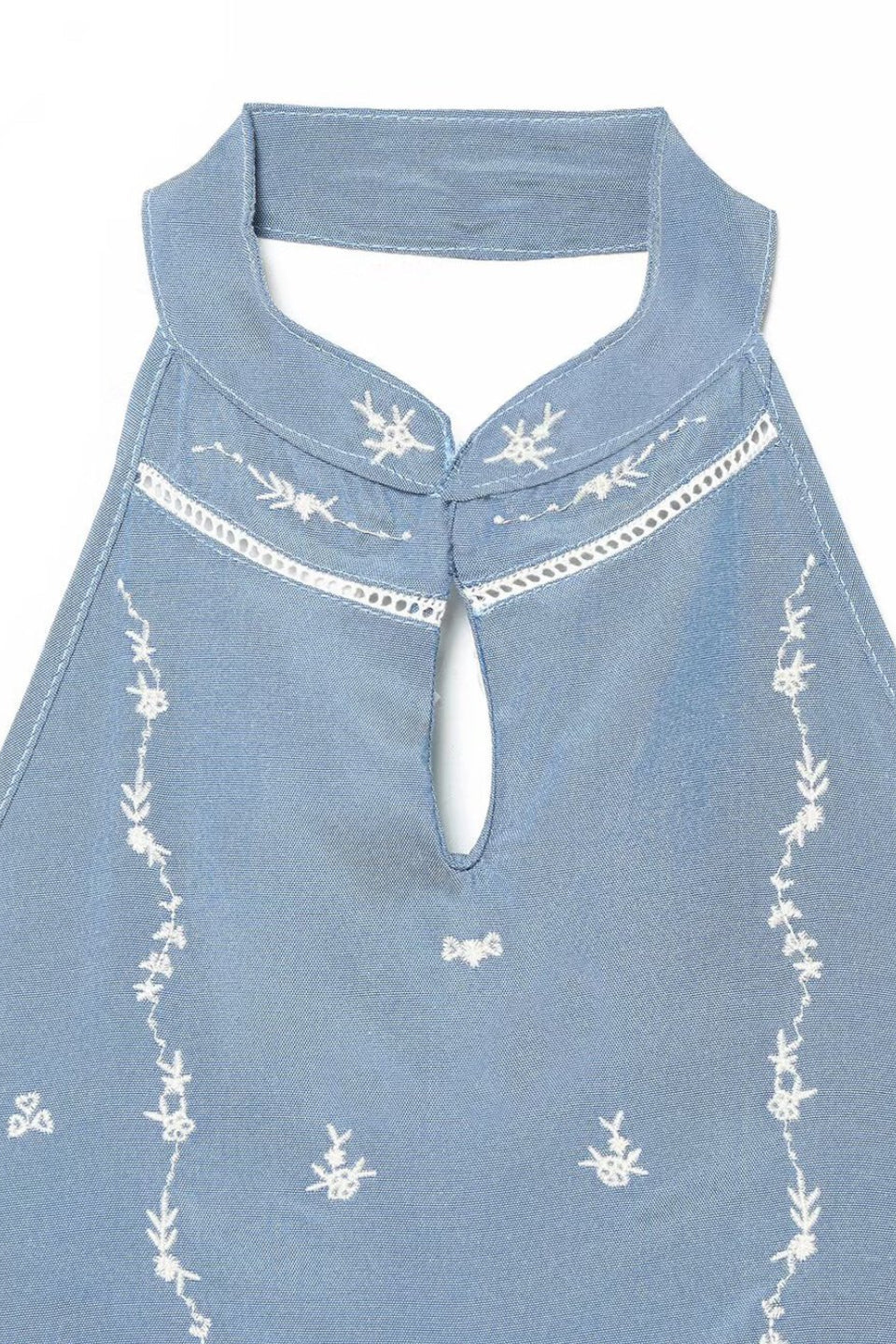 Azure Bloom Halter Top