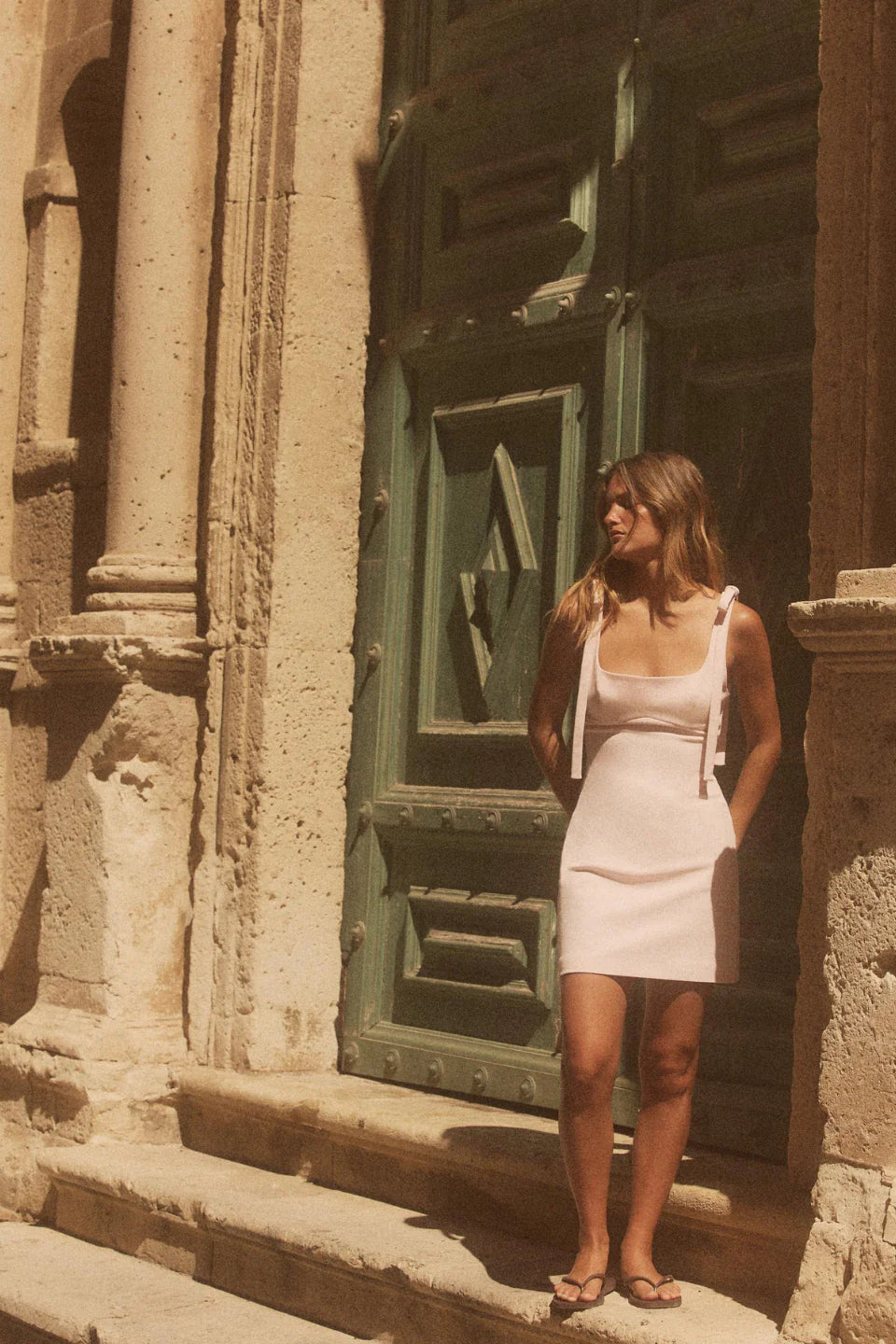 Blush Tie Shoulder Mini Dress