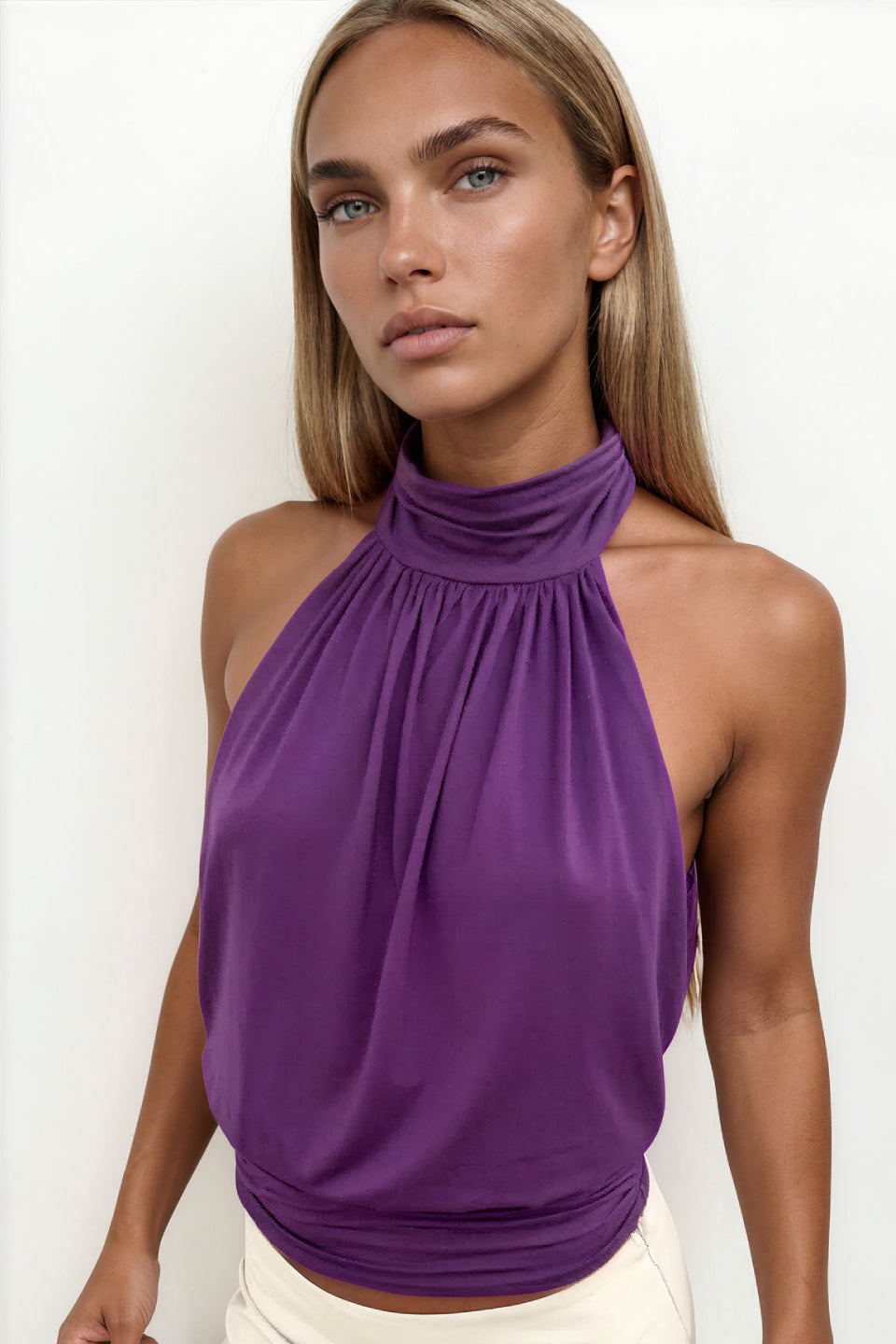 Amethyst Cowl Halter Top