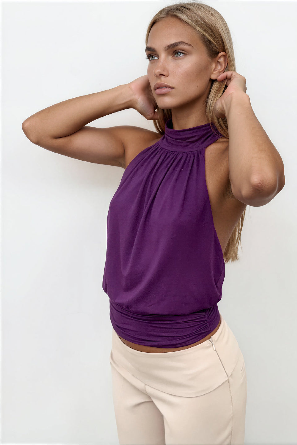 Amethyst Cowl Halter Top