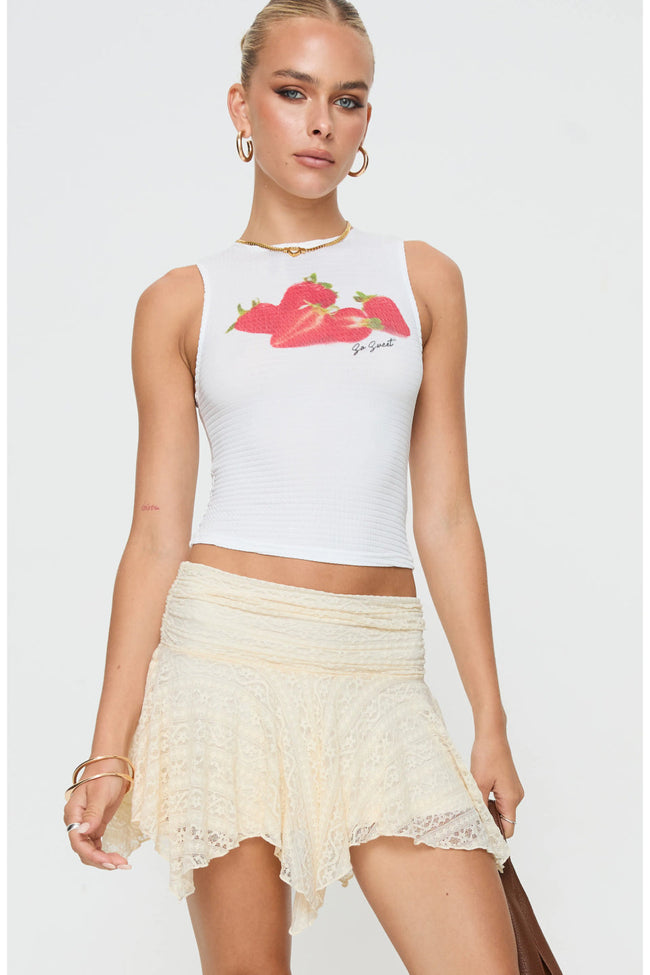 Ivory Lace Mini Skort Hover Image
