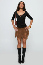 Mocha Lace Mini Skort