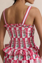 Blossom Check Maxi Dress