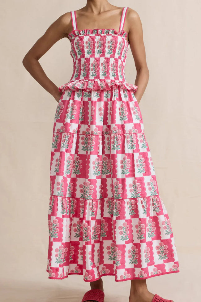 Blossom Check Maxi Dress Main Image